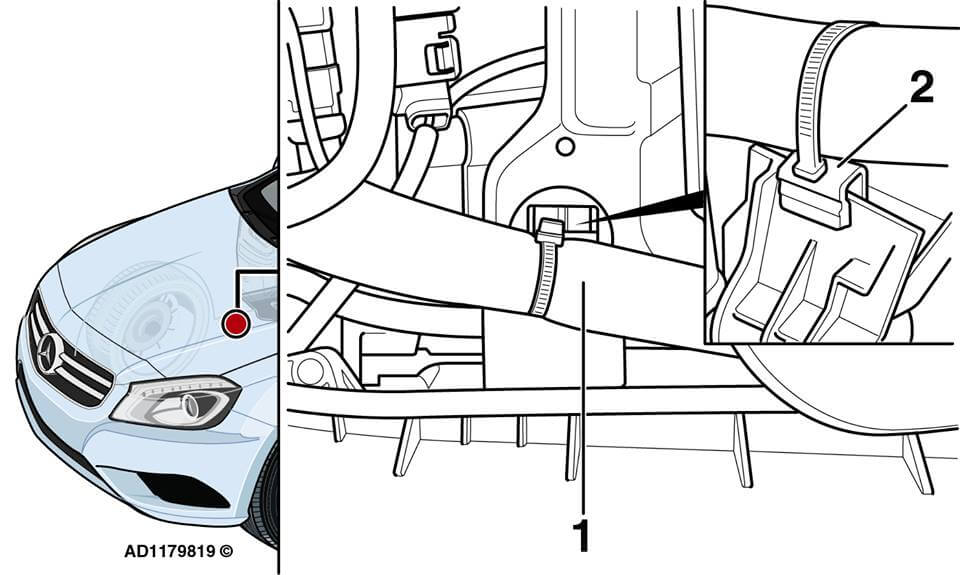 Повреждение жгута на Mercedes A180 1.6 2012 года выпуска с кодом двигателя 270.910/270.920